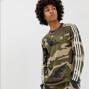 Men’s ADIDAS Originals Camo Long Sleeve Tee T-Shirt DV2055 Size Large